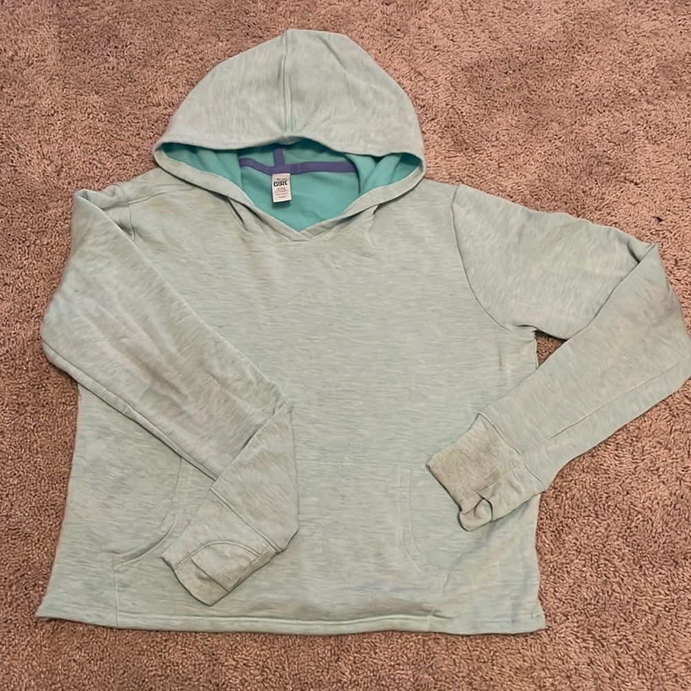 Blue/Green, Athleta Girl, lightweight hooded sweatshirt